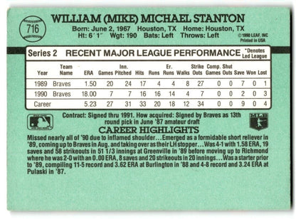 1991 Donruss Mike Stanton Atlanta Braves #716