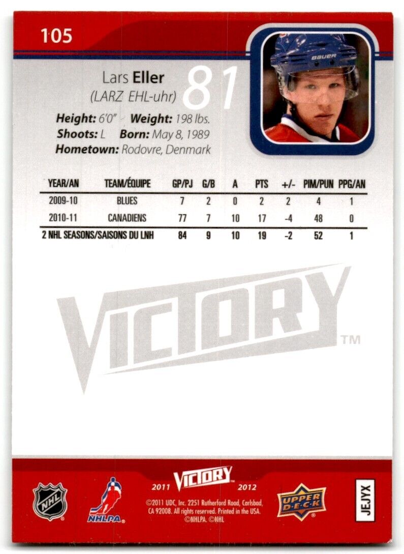 2011-12 Upper Deck Victory Lars Eller Montreal Canadiens #105