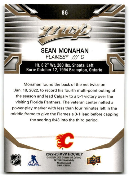 2022-23 Upper Deck MVP Gold Sean Monahan Calgary Flames #86