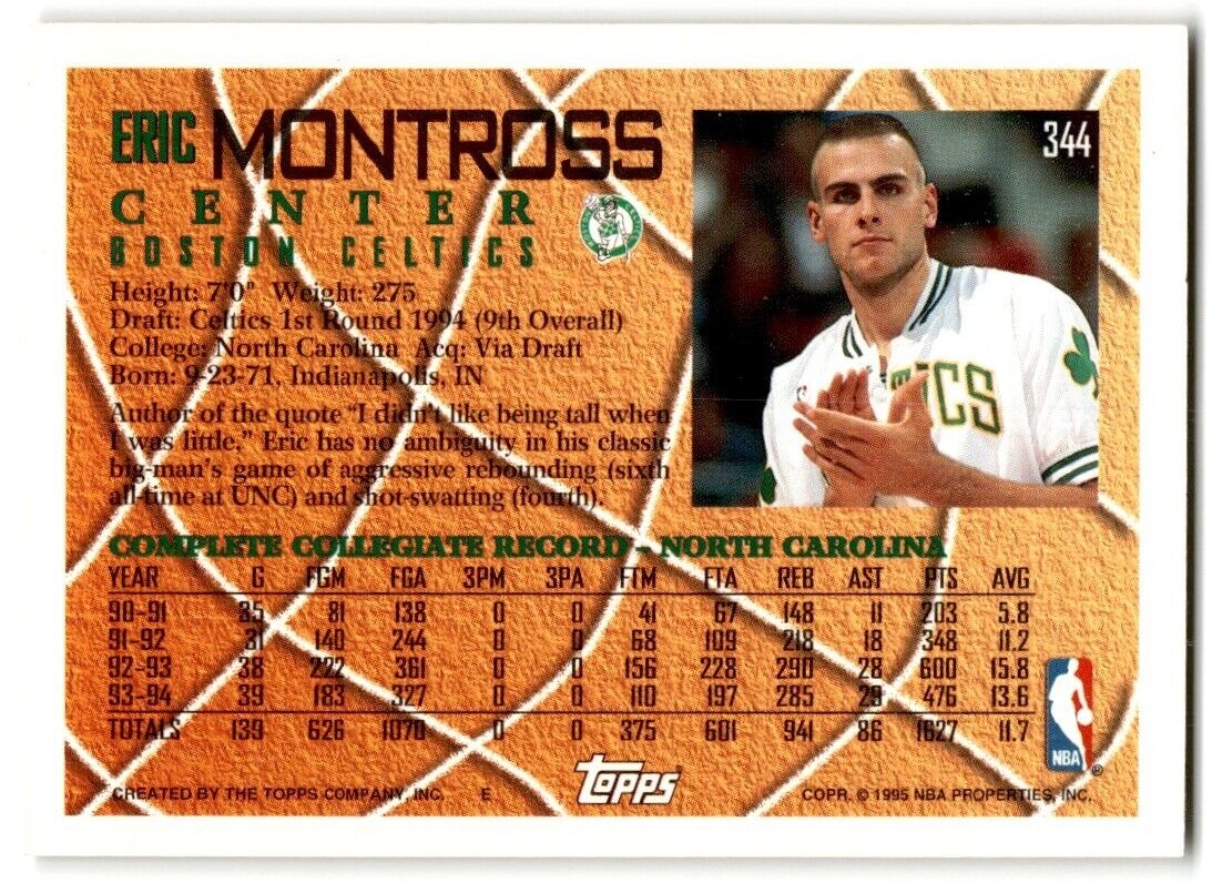 1994-95 Topps Eric Montross Boston Celtics #344