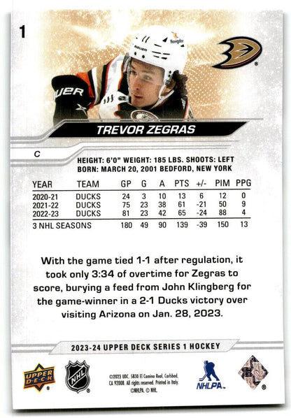 2023-24 Upper Deck Trevor Zegras Anaheim Ducks #1