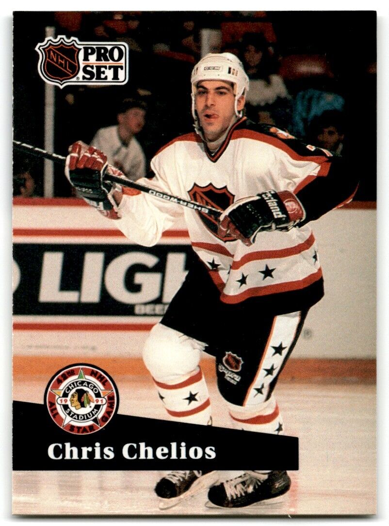 1991-92 Pro Set French Chris Chelios Chicago Blackhawks #278