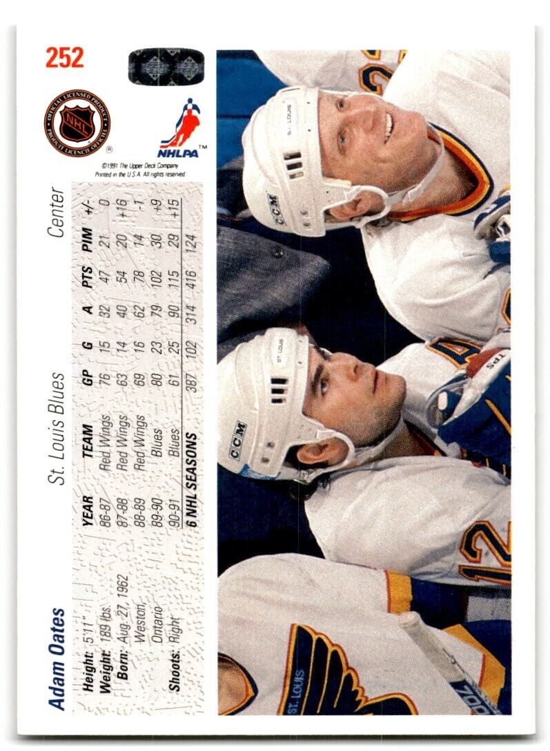 1991-92 Upper Deck Adam Oates St. Louis Blues #252