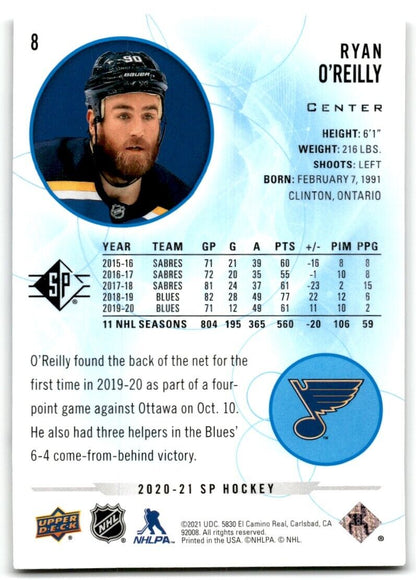 2021-22 SP Authentic Ryan O'Reilly St. Louis Blues #8