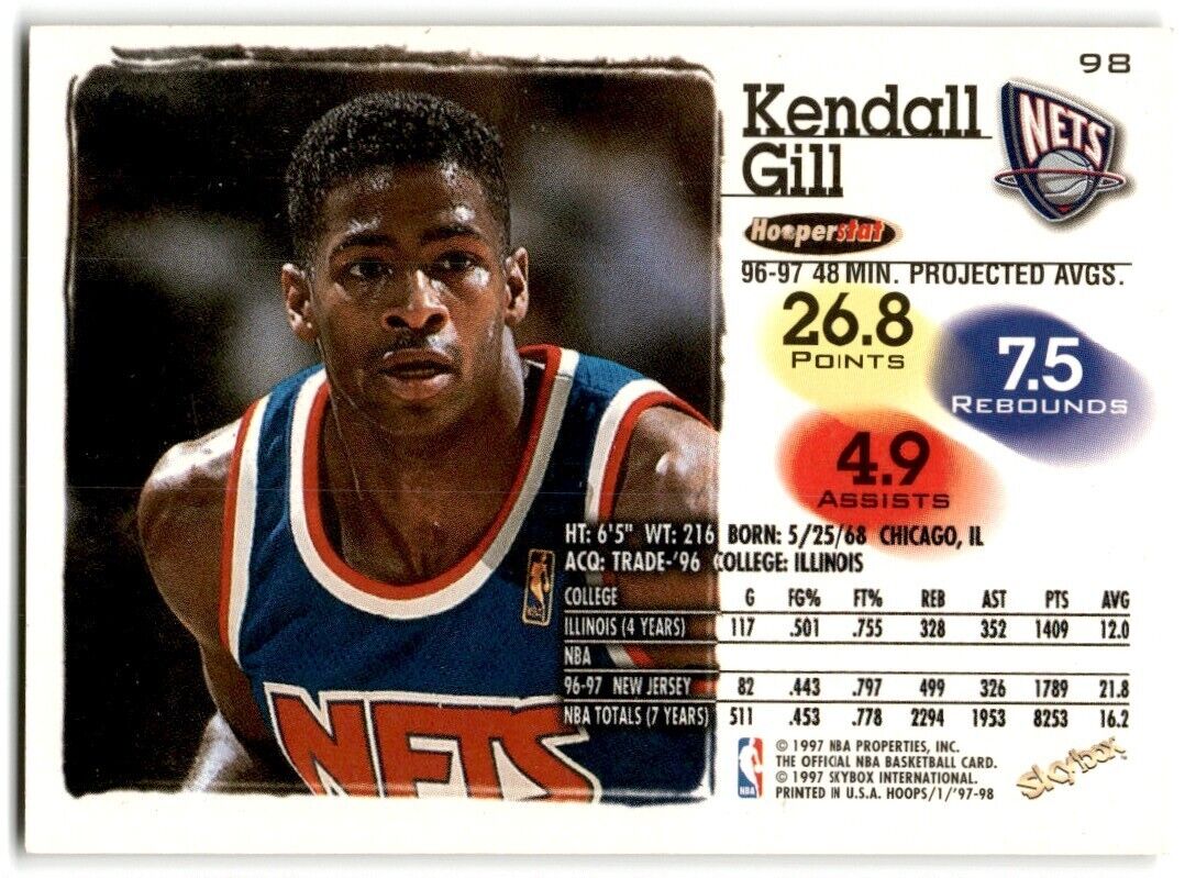 1997-98 Hoops Kendall Gill New Jersey Nets #98