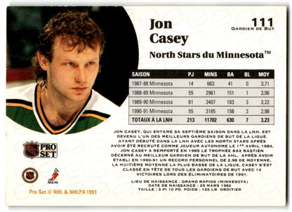 1991-92 Pro Set Jon Casey Minnesota North Stars #111