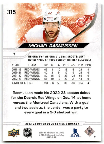 2023-24 Upper Deck Michael Rasmussen Detroit Red Wings #315