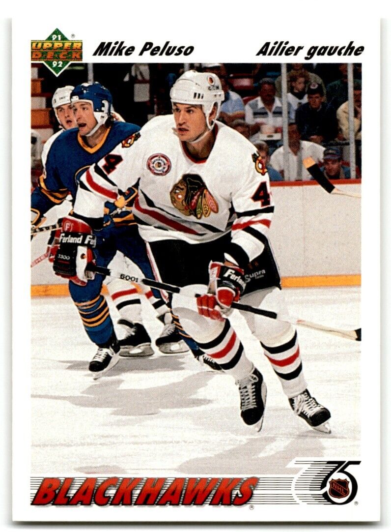 1991-92 Upper Deck French Mike Peluso Chicago Blackhawks #414