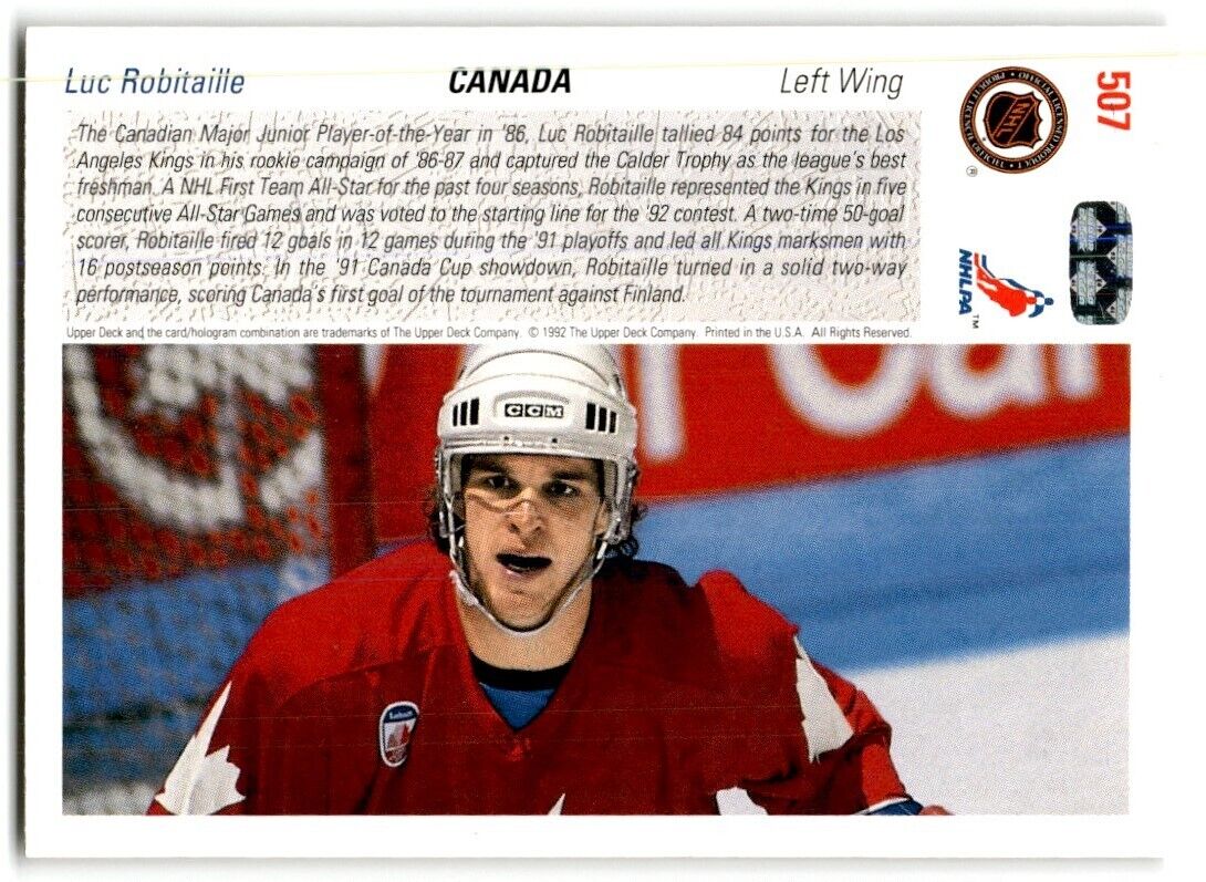 1991-92 Upper Deck Luc Robitaille Canada #507