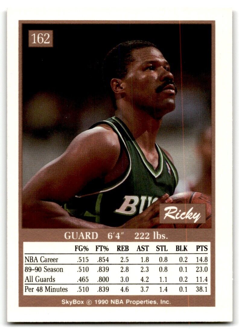 1990-91 SkyBox Ricky Pierce Milwaukee Bucks #162