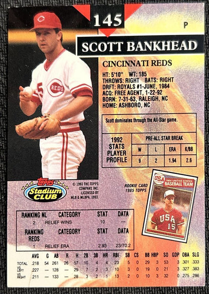 1993 Topps Stadium Club Scott Bankhead Cincinnati Reds #145