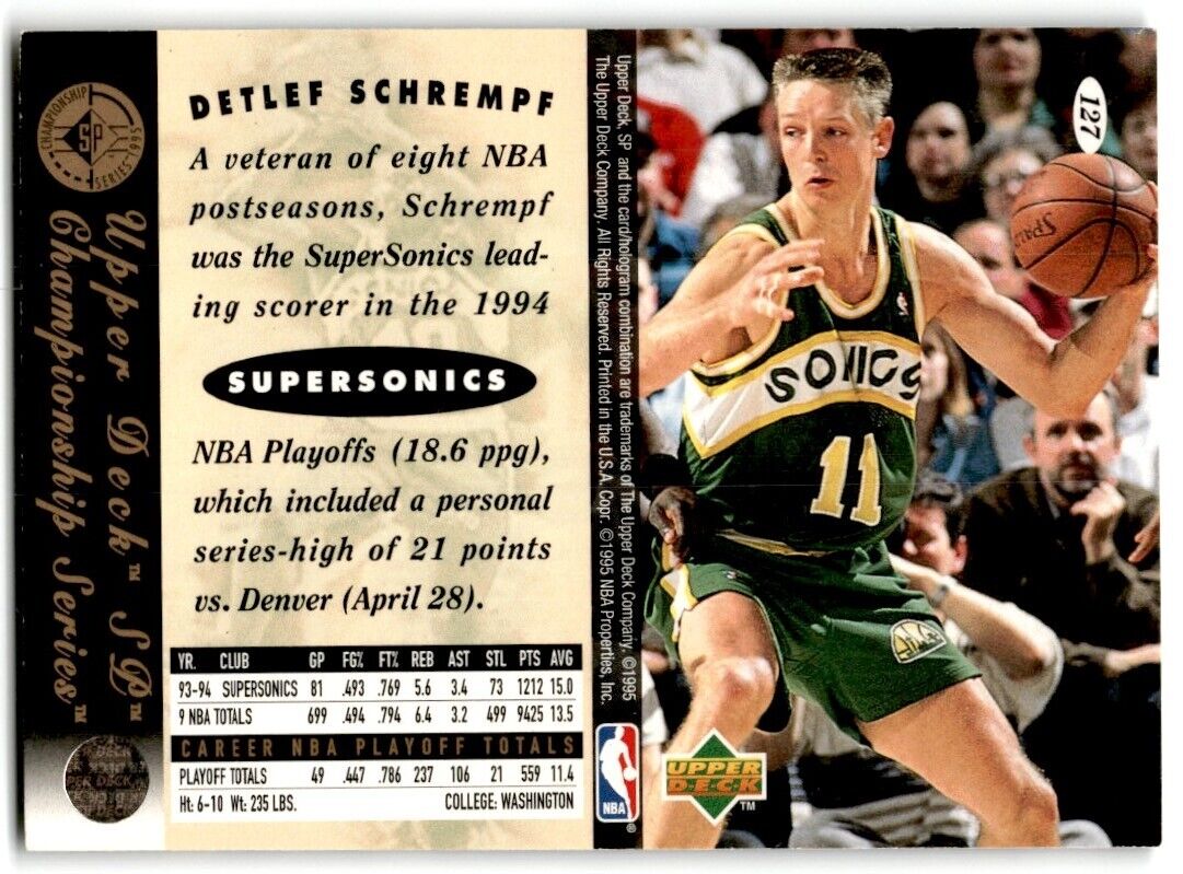 1995-96 SP Championship Series 1995 Detlef Schrempf Seattle SuperSonics #127