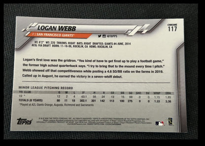 2020 Topps Chrome Logan Webb Rookie San Francisco Giants #117