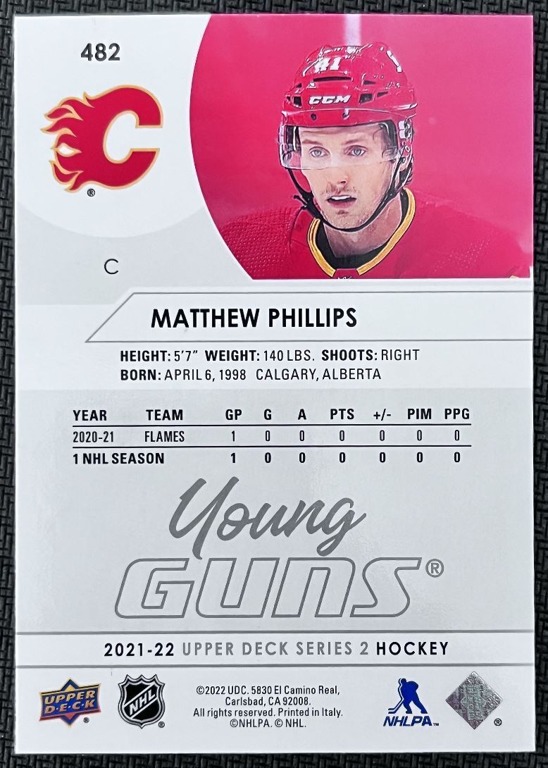 2021-22 Upper Deck Matthew Phillips Rookie Calgary Flames #482