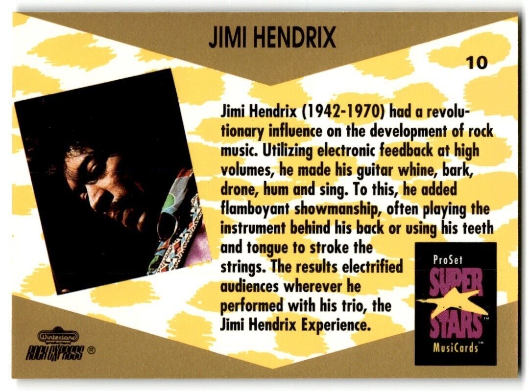 Jimi Hendrix ProSet Super Star MusiCards (Card #10)