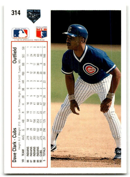 1991 Upper Deck Dave Clark Chicago Cubs #314