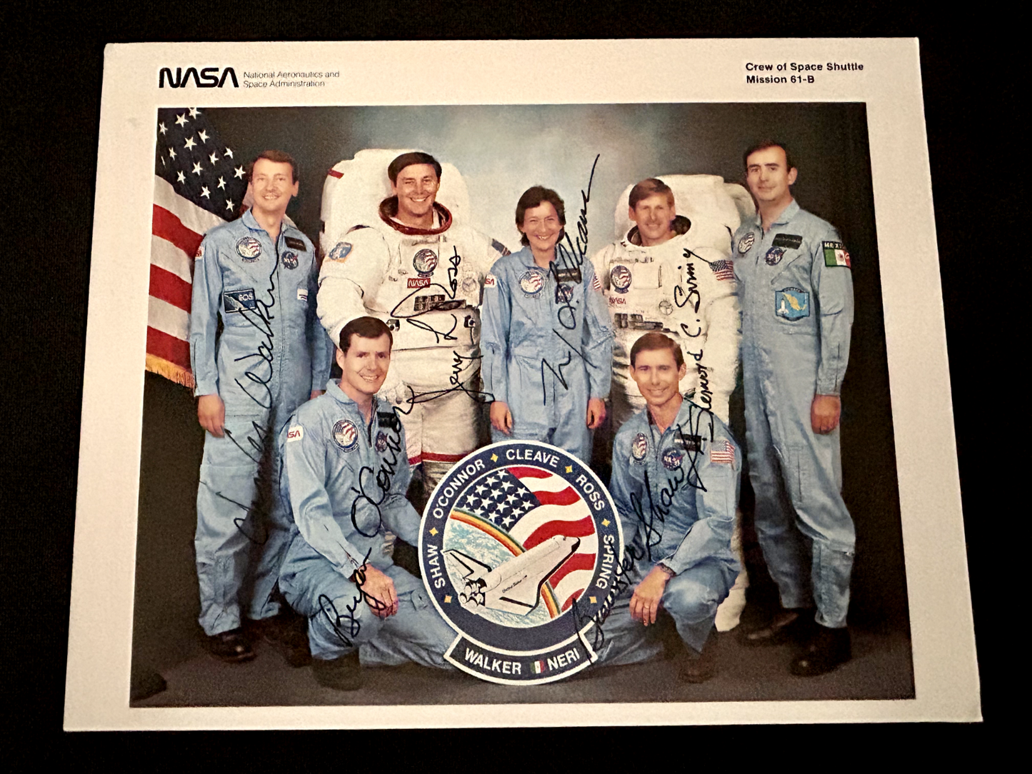 NASA Space Shuttle Atlantis STS-61 B. Crew AUTOPEN signed photo