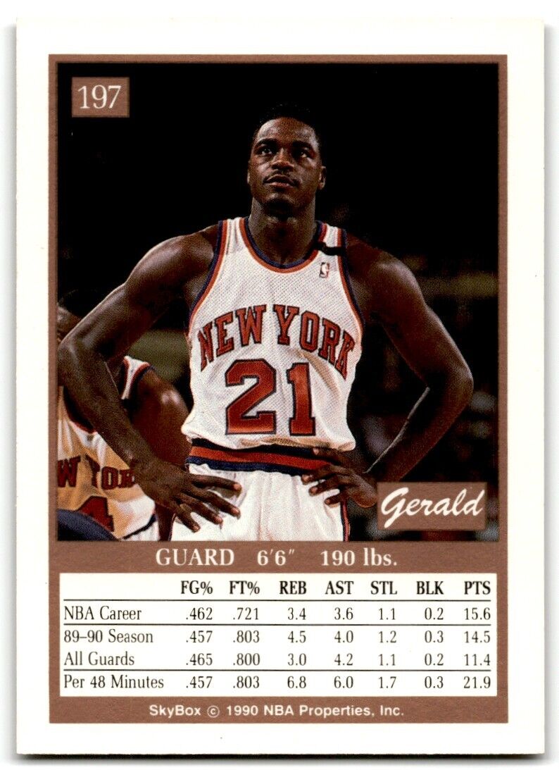 1990-91 SkyBox Gerald Wilkins New York Knicks #197