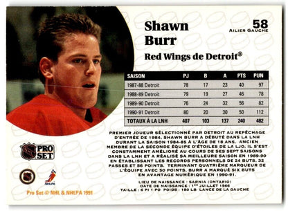 1991-92 Pro Set Shawn Burr Detroit Red Wings #58