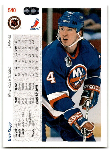 1991-92 Upper Deck Uwe Krupp New York Islanders #540