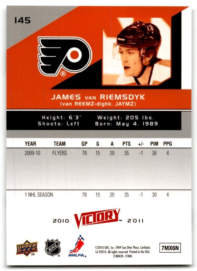 2010-11 Upper Deck Victory Red James van Riemsdyk Rookie Philadelphia Flyers