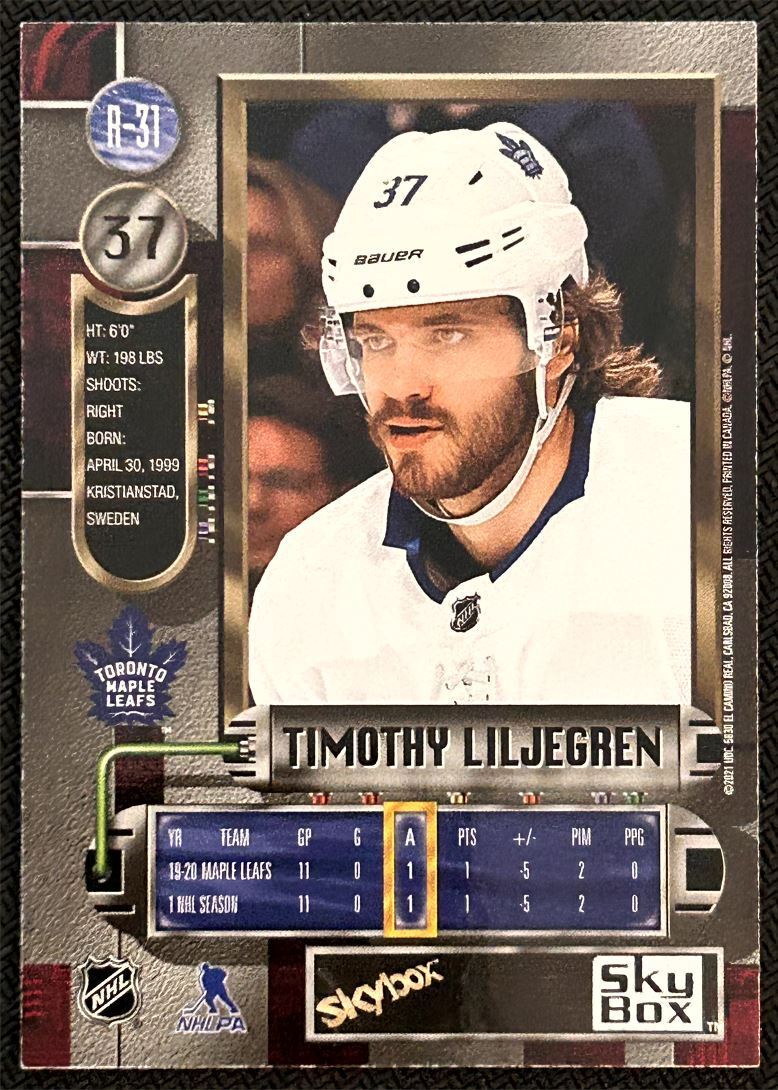 2020-21 Skybox Metal Universe 1997-98 Retro Rookies Timothy Liljegren Rookie