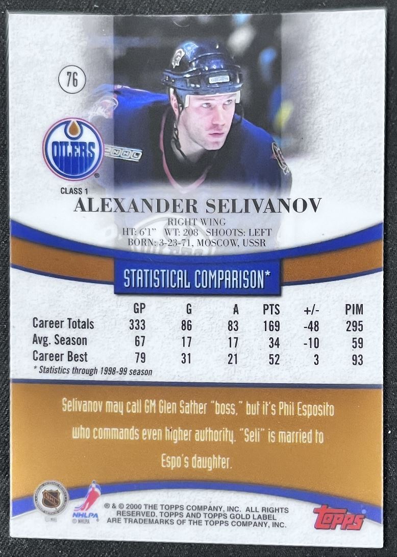 1999-00 Topps Gold Label Alexander Selivanov Edmonton Oilers #76