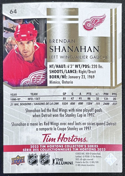 2023-24 Upper Deck Tim Hortons Legends Tim Horton Brendan Shanahan Detroit Red