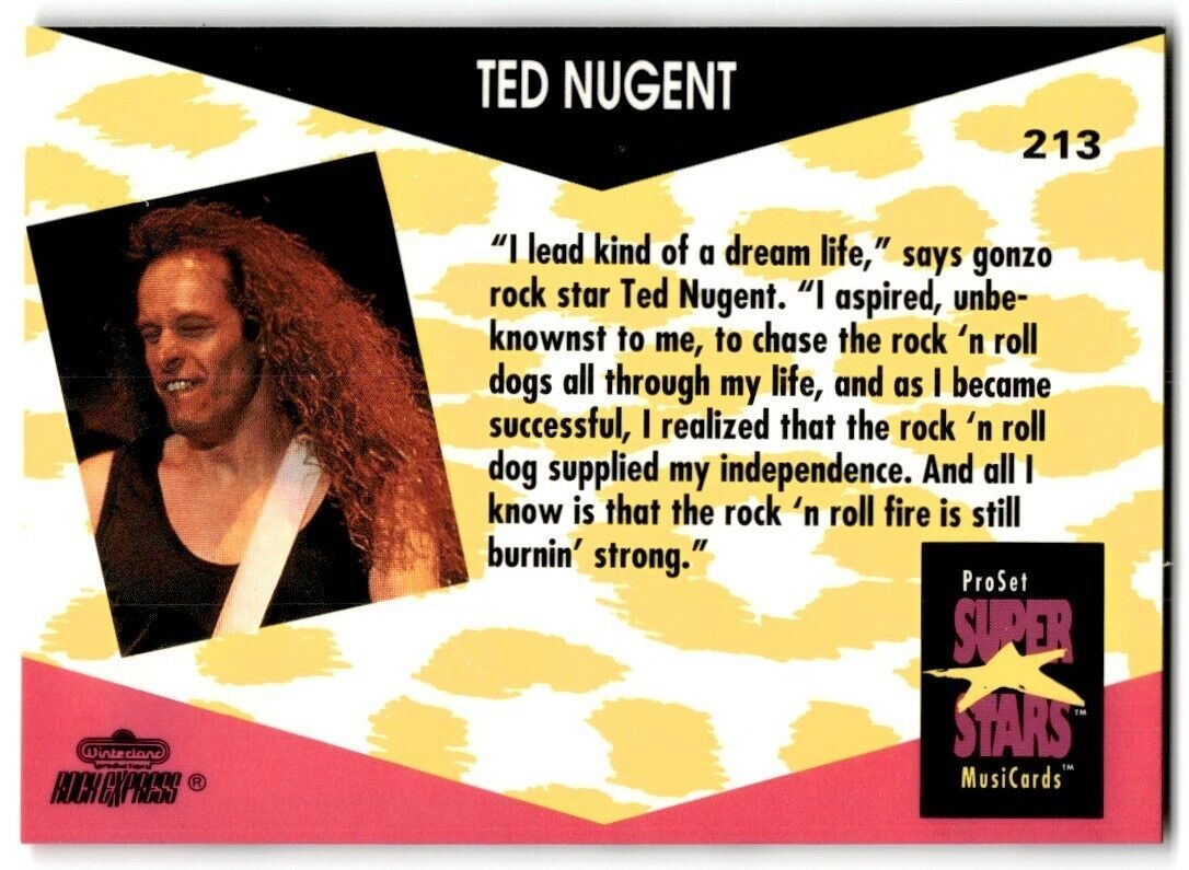 1991-92 ProSet Super Stars MusiCard Ted Nugent #213