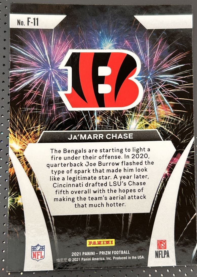 2021 Panini Prizm Fireworks Ja'Marr Chase Rookie Cincinnati Bengals #F-11