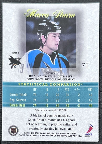 1999-00 Topps Gold Label Marco Sturm San Jose Sharks #71