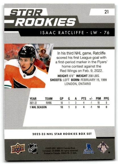 2022-23 Upper Deck Star Rookies Isaac Ratcliffe Rookie Philadelphia Flyers #21