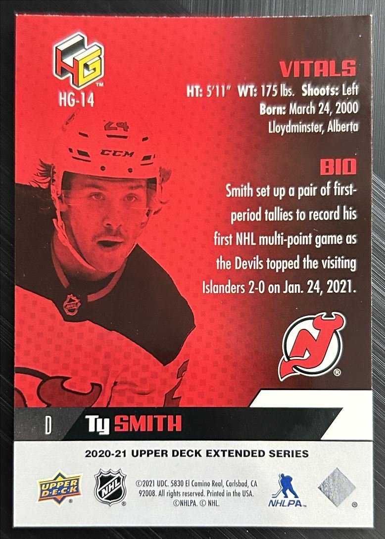 2020-21 Upper Deck HoloGrFx Rookies Ty Smith New Jersey Devils #HG-14