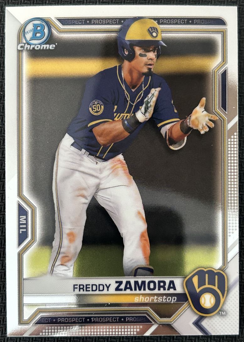 2021 Bowman Chrome Prospects Freddy Zamora Milwaukee Brewers #BCP-2