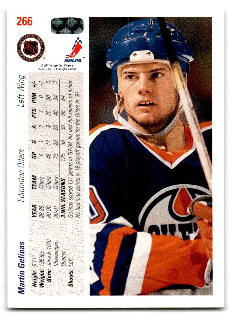 1991-92 Upper Deck Martin Gelinas Edmonton Oilers #266