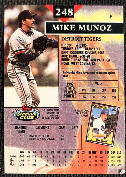 1993 Topps Stadium Club Mike Munoz Detroit Tigers #248