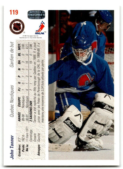 1991-92 Upper Deck John Tanner Quebec Nordiques #119