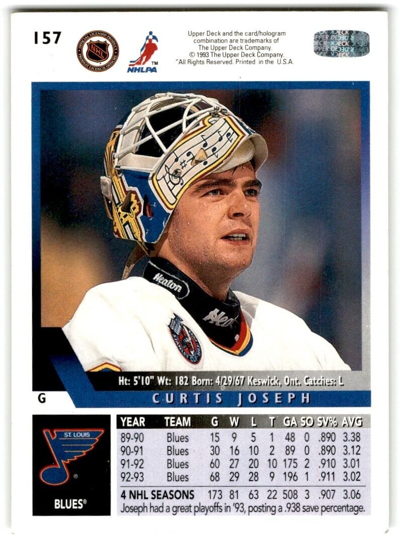 1993-94 Upper Deck Curtis Joseph St. Louis Blues #157