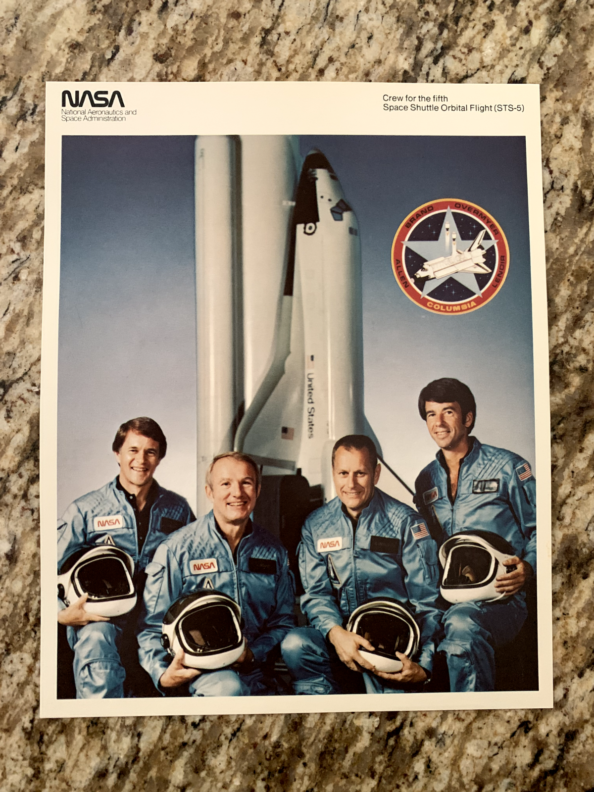 NASA Space Shuttle Mission STS-5 crew Litho 10 X 8