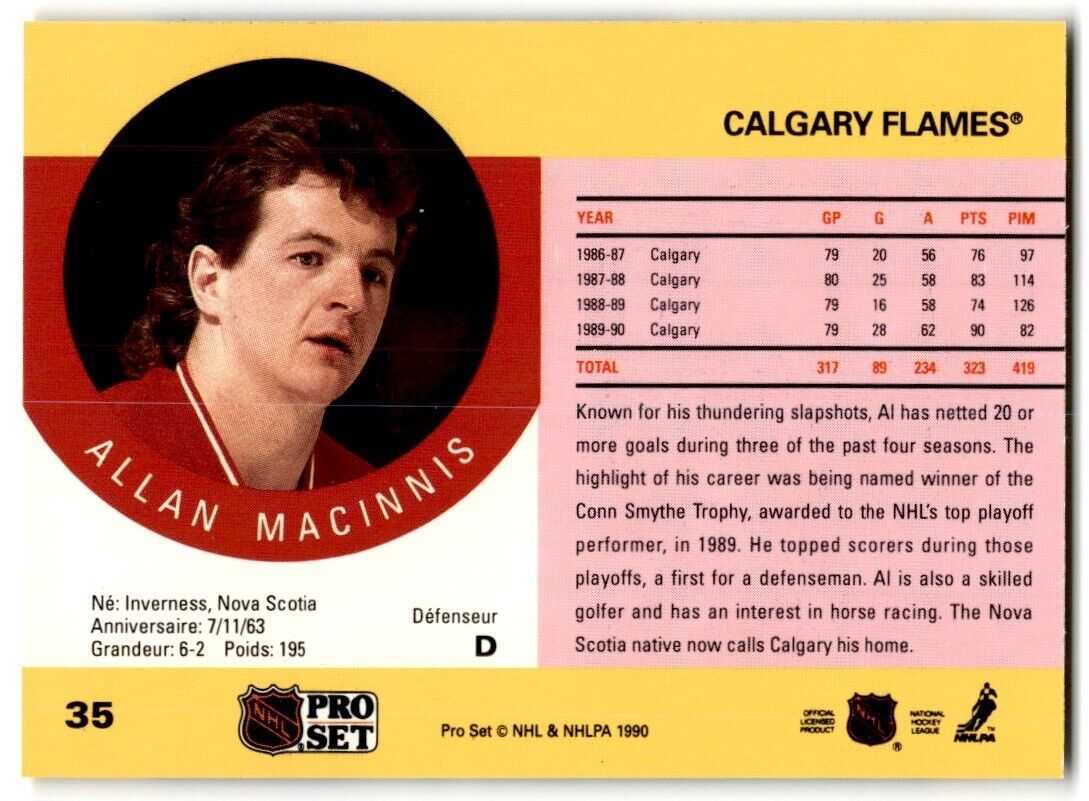 1990-91 Pro Set Al MacInnis Calgary Flames #35