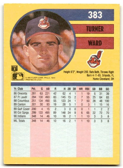 1991 Fleer Turner Ward Rookie Cleveland Indians #383