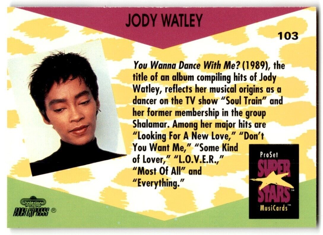 1991-92 ProSet Super Stars MusiCard Jody Watley #103