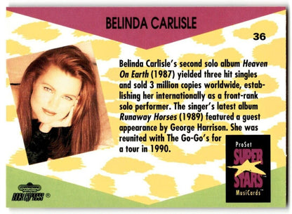 1991-92 ProSet Super Stars MusiCard Belinda Carlisle #36