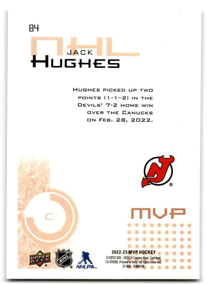 2022-23 Upper Deck MVP Jack Hughes New Jersey Devils #84