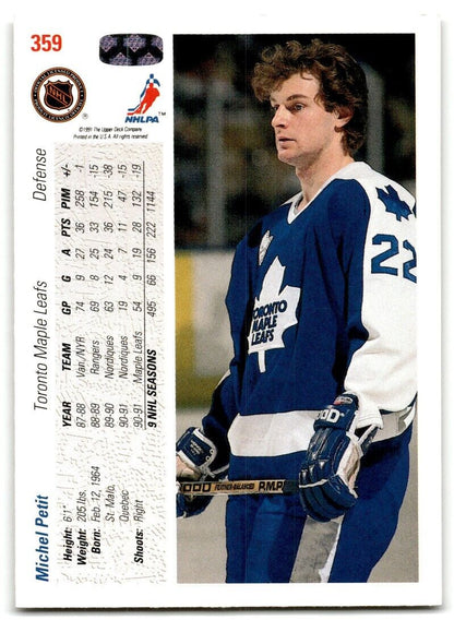 1991-92 Upper Deck Michel Petit Toronto Maple Leafs #359