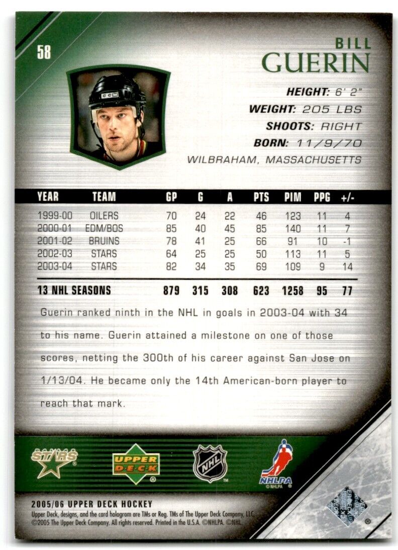 2005-06 Upper Deck Bill Guerin Dallas Stars #58