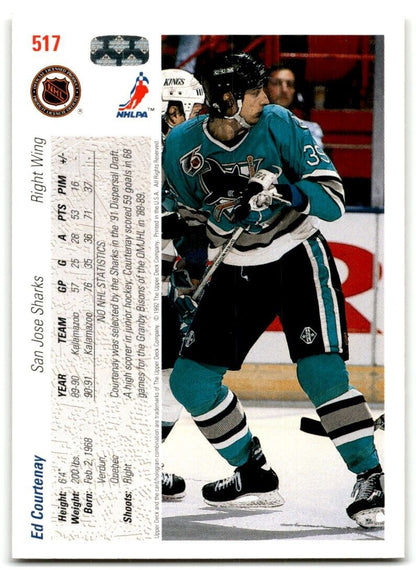 1991-92 Upper Deck Ed Courtenay Rookie San Jose Sharks #517