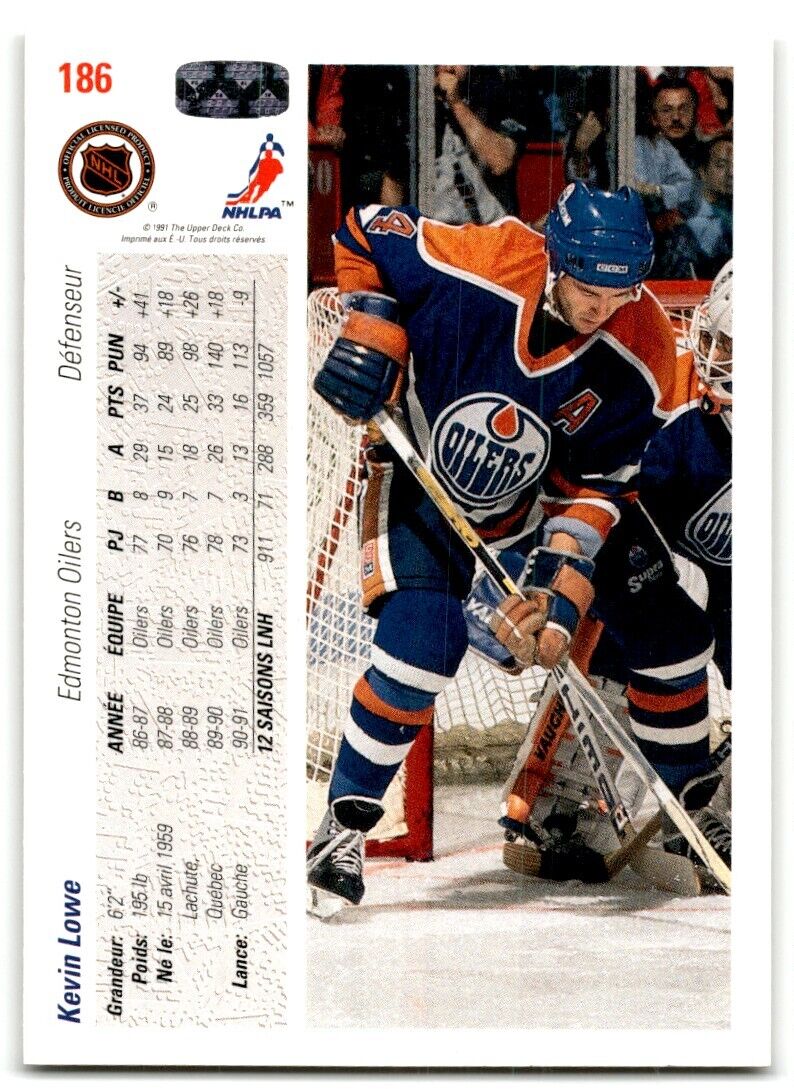 1991-92 Upper Deck French Kevin Lowe Edmonton Oilers #186