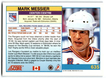 1991-92 Score Canadian Bilingual Mark Messier New York Rangers #635