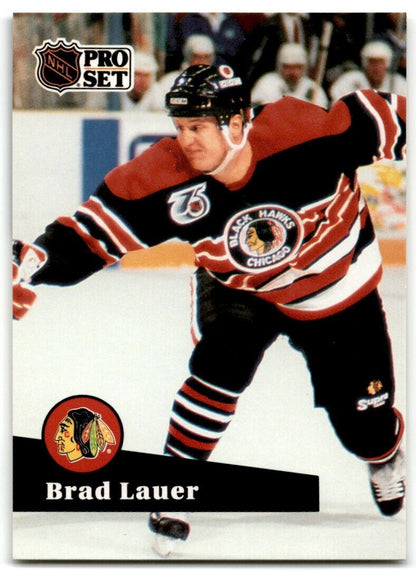 1991-92 Pro Set Brad Lauer Chicago Blackhawks #375